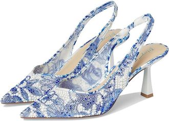 Blue by Betsey Johnson Clark-M Womens Shoes White Blue Floral : 5.5 M, Synthetic