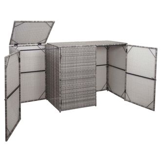 Hhg D&eacute;coshop26 - Cubo De Basura Exterior Que Alberga Contenedores De Basura De Polirrat&aacute;n De Hasta 3 Contenedores 3x120 Litros Gris 110x195x66 Cm 04000369