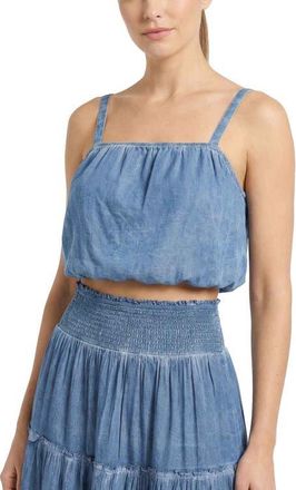 Change of Scenery Dani Stonewash Denim-Look Bubble Crop Top at Nordstrom, Size X-Small
