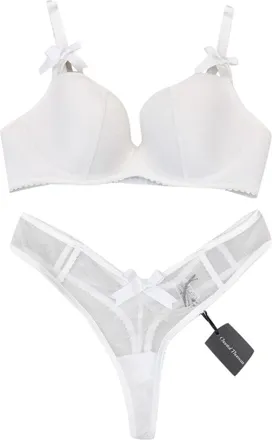 Chantal Thomass Paris White Riviera Pad Corset Bra & Thong Set Size L