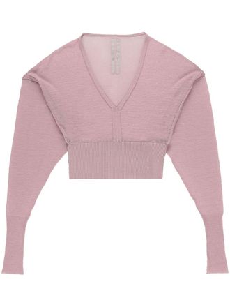 Rick Owens Maglione crop con scollo a V - Rosa