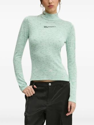 Karl Lagerfeld high-neck logo-embroidered top - Green