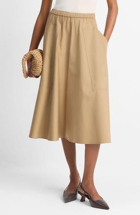 Vince Stretch Cotton Midi Skirt in Dark Barley at Nordstrom Rack, Size Medium