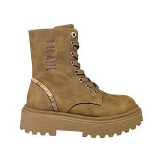 Alviero Martini 1A Classe Beige Geo Classic Leren Enkellaarzen - Dames - Veterlaarzen - Beige - 37 EU - Leer - Schoenen