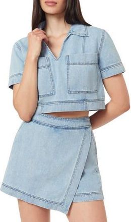 Kensie Short Sleeve Denim Crop Top in Logan at Nordstrom Rack, Size X-Large