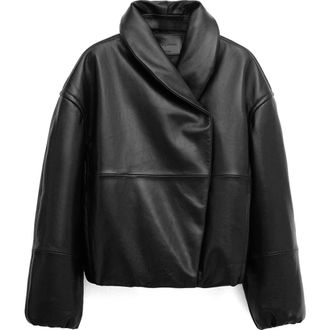 Mango Oversize Leather Jacket in Black at Nordstrom, Size X-Small