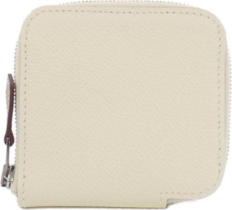 Hermès Beige Biscuit Epsom Leather Silk Coin Purse/Coin Case (Pre-Owned)