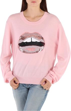 Markus Lupfer Ladies Sequin Lips Sweater in Pink, Size Small