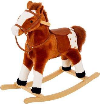 OEM Caballito Balanc&iacute;n De Felpa Suave Para Ni&ntilde;os De 3-6 A&ntilde;os Con Sonidos De Relincho 74x28x65 Cm Marr&oacute;n