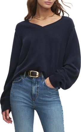 Favorite Daughter The Ryann V-Neck Cashmere Sweater in Navy at Nordstrom, Size X-Large