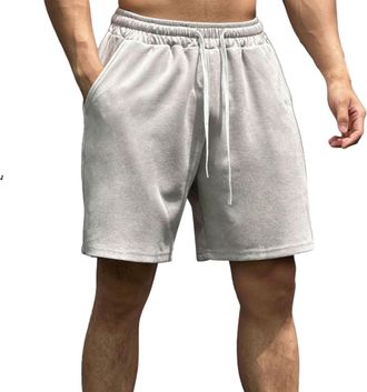 Generic Mens Beach Shorts with Drawstring Pockets Solid Colour Casual Short Trousers Regular Fit Elastic Slim Fit Gym Shorts Lightweight Breathable Sporty Sho