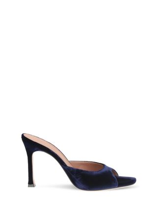 Amina Muaddi Midnight Blue Slip-on Heels