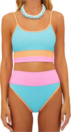 Beach Riot Emmy Bikini Bottom In Crush Colorblock