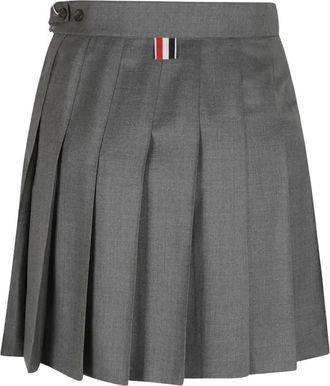 Thom Browne Super 120s Twill Pliss&eacute; Rok - Dames - Korte rokken - Grijs - S - Wol - Rokken