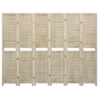 Berkfield Home 6-Panel Room Divider 210x165 cm Solid Wood Paulownia in Light Beige