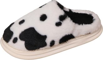Generic Womens Cow Print Slippers Faux Fur Lining Non Slip House Shoes Animal Slippers for Women Men, Soft Plush Fuzzy House Slipper, Ladies Warm Cozy Comfy W
