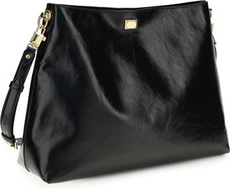 Dolce & Gabbana Womens Shoulder Bag Vittoria Leather Black Calf
