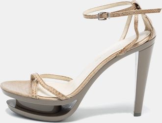 Jil Sander Grey Leather Ankle Strap Sandals