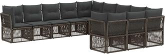 vidaXL Conjunto De Sof&aacute;s De Jard&iacute;n 11 Uds. Gris Rat&aacute;n Sint&eacute;tico Vidaxl