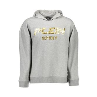 Plein Sport Hoodies, male, Gray, 2XL, Cotton Hooded Jumper