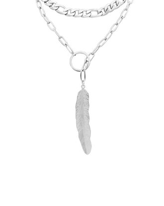 Adornia Adornia Stainless Steel Leaf Y Necklace