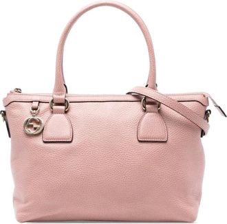 Gucci Pre-owned Handbags, female, Pink, Size: ONE SIZE Pre-owned Structured Leather Tote Bag