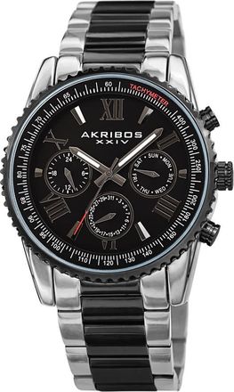 Akribos XXIV Quartz Black Dial Two-tone Mens Watch AK1099TTB