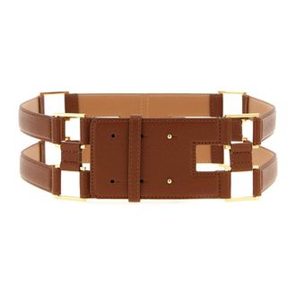 Elisabetta Franchi Accessoires, Dames, Bruin, L, Leer, Double-band Riem