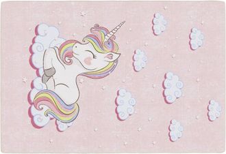 vidaXL Kids Rug Pink 160x230 cm Unicorn Washable Anti Slip Vidaxl