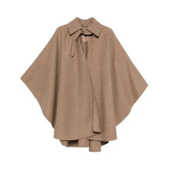 Ermanno Scervino Collared Buckled Cape - female - Ermanno Scervino - Ponchos - Beige - 3XS - Jackets