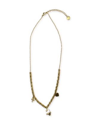 Freddy Collana in acciaio gold a sfere con charms bianco e strass