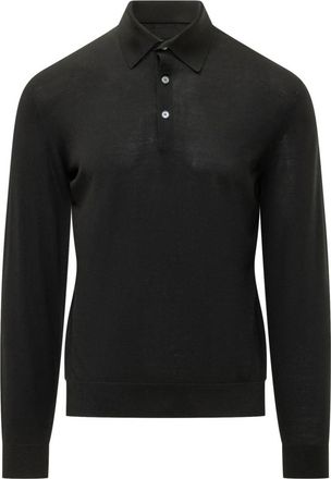 Ermenegildo Zegna Black Shirt Collar Polo