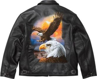 SUPREME x MM6 Maison Margiela Schott Eagle Leather Jacket Black SUP-SS26-105-BLK