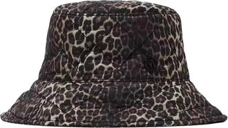 Maison Michel Panterprint Emmerhoed met Logo - Dames - Hoeden - Zwart - S - Katoen - Accessoires