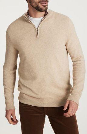 34 Heritage Cashmere, Silk & Wool Quarter Zip Sweater in Beige at Nordstrom, Size Xx-Large