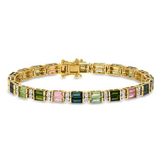 Ross-Simons Multicolored Tourmaline and White Zircon Bracelet in 18kt Gold Over Sterling