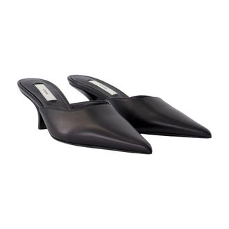 Toteme Womens Pointed-Toe Calfskin Mule Black Heels