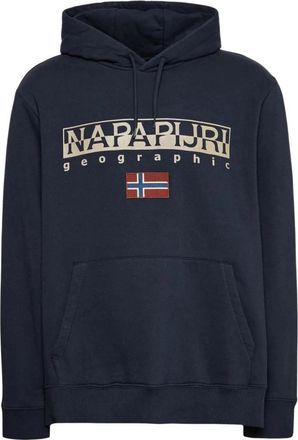 Napapijri Blauwe Hoodie met Lange Mouwen van Katoen - Heren - Hoodies - Blauw - L - Katoen - Hoodies & sweatvesten