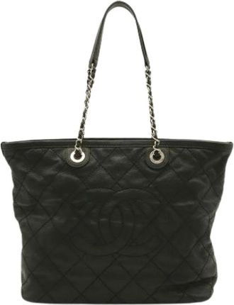 Chanel Pre-owned Vintage Tote Bag - Dames - Vintage Shopper - Zwart - ONE Size - Leer - Vintage