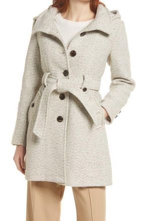 Gallery Belted Hooded A-Line Coat in Oatmeal at Nordstrom, Size X-Large