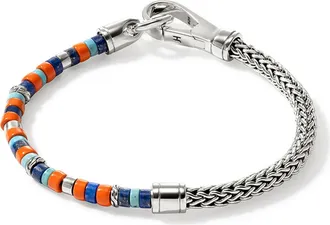 John Hardy Heishi Chain Bracelet, Sterlings Silver, Turquoise in Silver/blue/orange at Nordstrom, Size X-Large