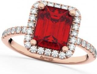 Allurez Lab Ruby & Lab Grown Diamond Engagement Ring 14k Rose Gold (3.32ct)