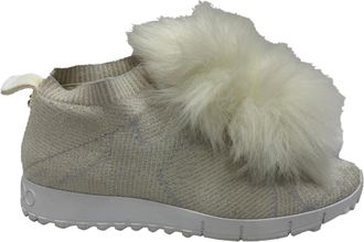 Jimmy Choo London Jimmy Choo Norway Pom Pom sneakers in witte lurex