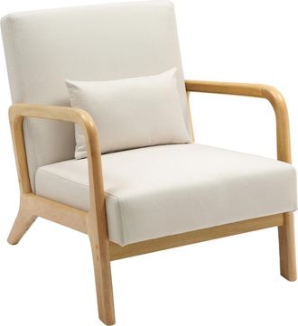 Clp Sill&oacute;n con reposabrazos en madera crema