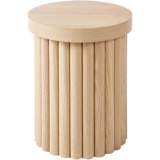 Beliani Beliani - Side Table Round Traditional Scandinavian Design mdf Light Brown Genola