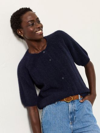 Fat Face FatFace Georgina Navy Knitted Fluffy Cardigan
