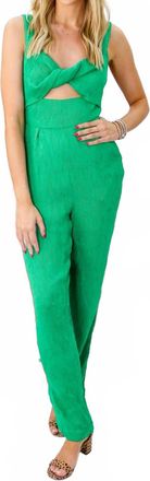 English Factory Soft Touch Plisse Twist Jumpsuit In Green