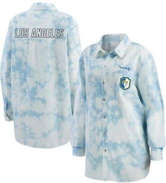 WEAR by Erin Andrews Womens WEAR by Erin Andrews Denim Los Angeles Rams Chambray Acid-Washed Long Sleeve Button-Up Shirt at Nordstrom, Size Xx-Large