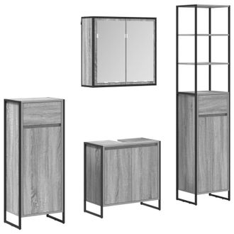 vidaXL Juego De Muebles De Ba&ntilde;o Gris Sonoma Madera De Ingenier&iacute;a Vidaxl