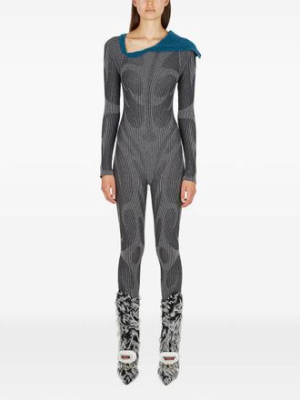 Paolina Russo asymmetric-collar jumpsuit - women - Fabric - S - Grey